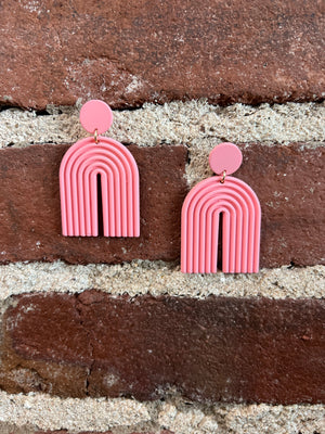 Minimalist Pink Rainbow Earrings